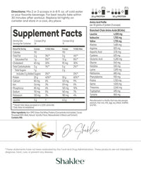 Shaklee Performance Advanced Physique vanilla shake in glass shows smooth texture and quick absorption.