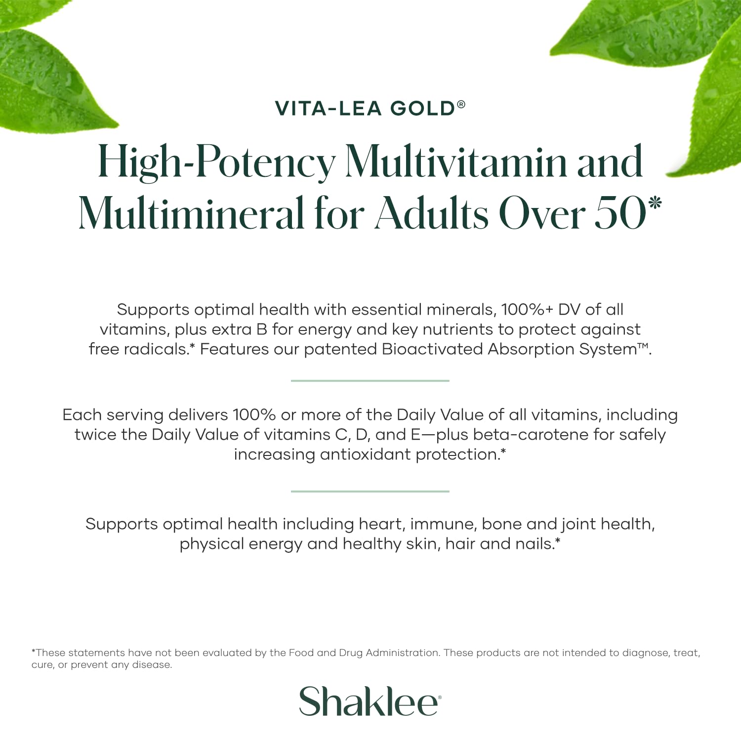 Shaklee Vita-Lea Gold label detail with vitamin blend for heart, immune, bone support