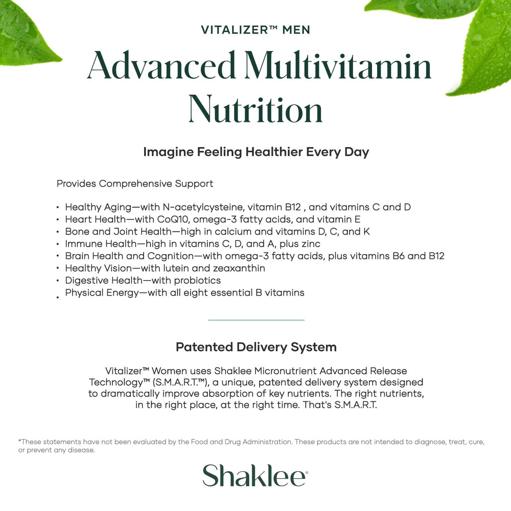 Shaklee Vitalizer Men probiotics capsules demonstrating gut balance.