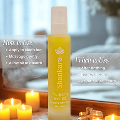 Shankara Nourishing Foot Oil with neem manjistha tea tree blend.