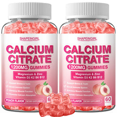 Shapeingirl 1200mg calcium citrate peach gummies for daily bone support and easy supplementation