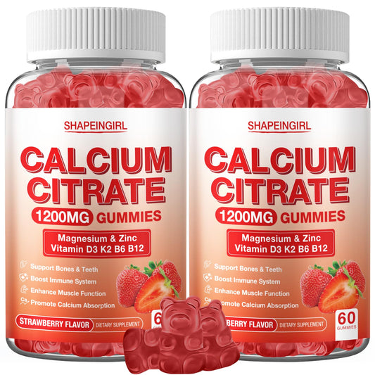 Shapeingirl Calcium Citrate Strawberry Gummies for convenient daily bone support.
