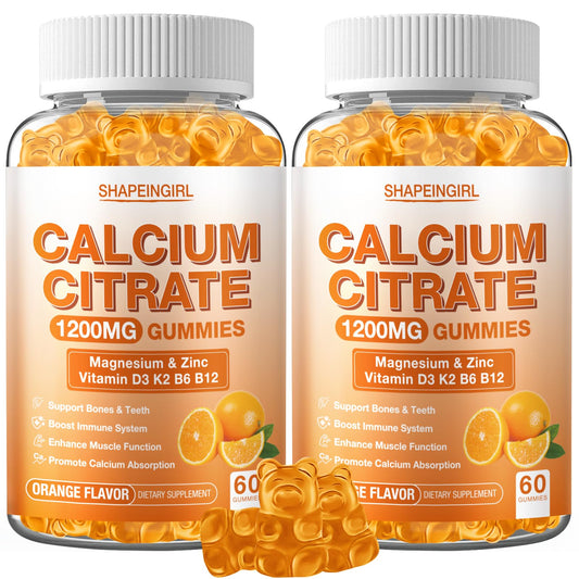 Shapeingirl calcium gummies orange flavor bottle for easy daily calcium and bone support