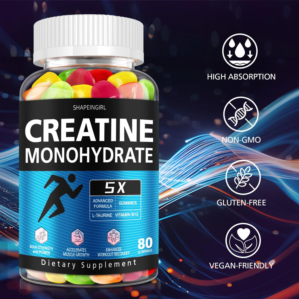 Shapeingirl Creatine Gummies 80-day supply demonstrates long-lasting, sugar-free supplementation.
