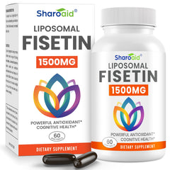 Sharoaid 1500mg Fisetin softgel bottle ready for daily antioxidant support.