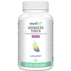 Sharoaid TUDCA bottle close-up highlighting premium packaging for liver support