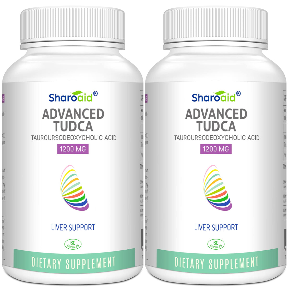 Sharoaid TUDCA liver support bottle front showing high-strength 1200 mg formula.