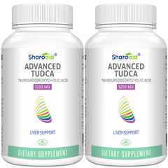 Sharoaid TUDCA liver support bottle front showing high-strength 1200 mg formula.