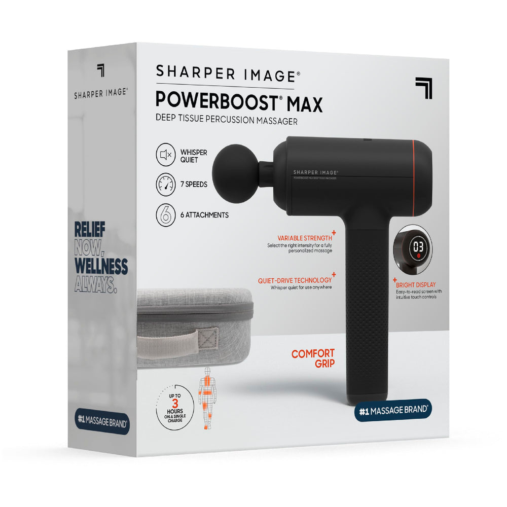 Sharper Image Powerboost MAX comes with a sleek carrying case for travel.