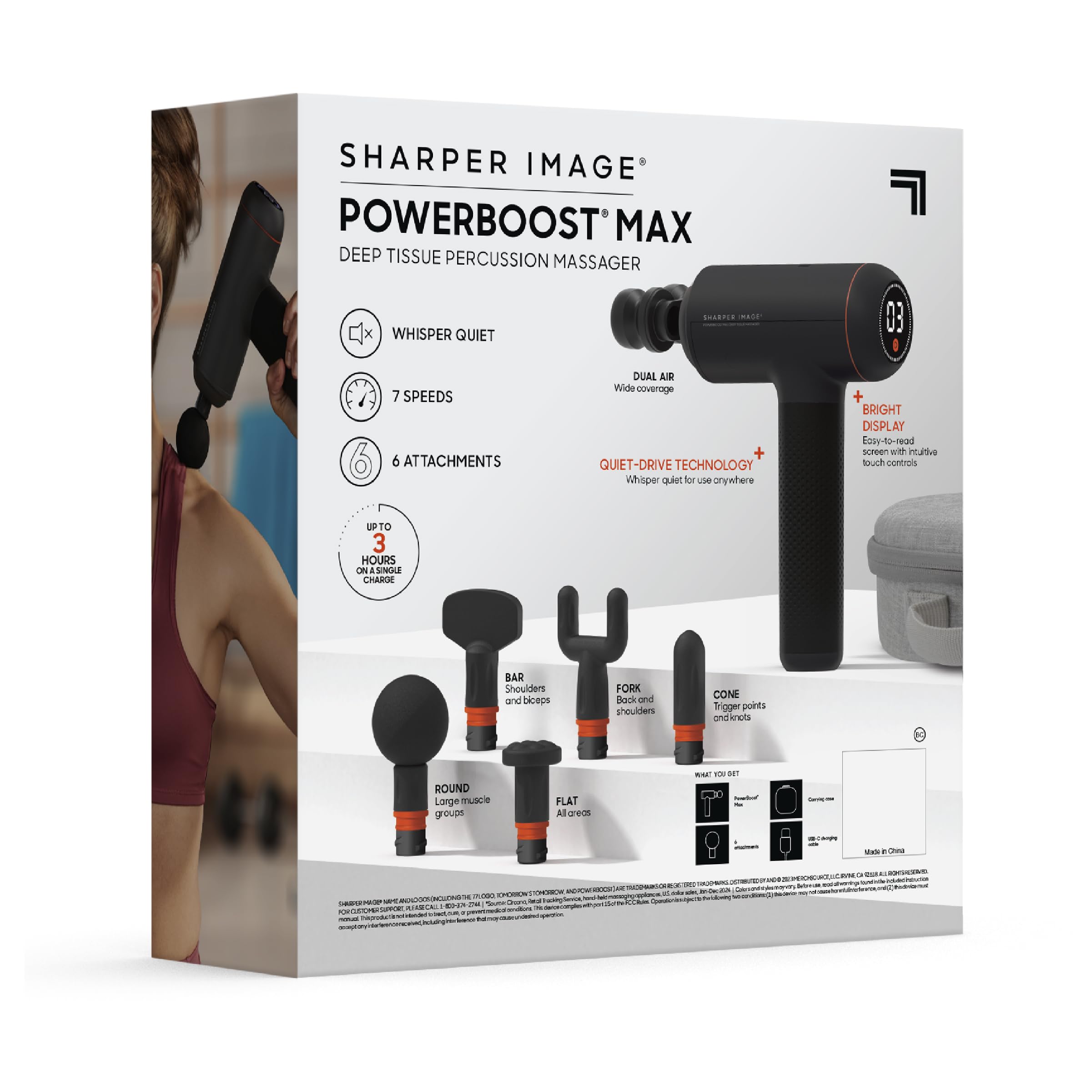 Sharper Image Powerboost MAX enables full-body relief with varied head attachments.
