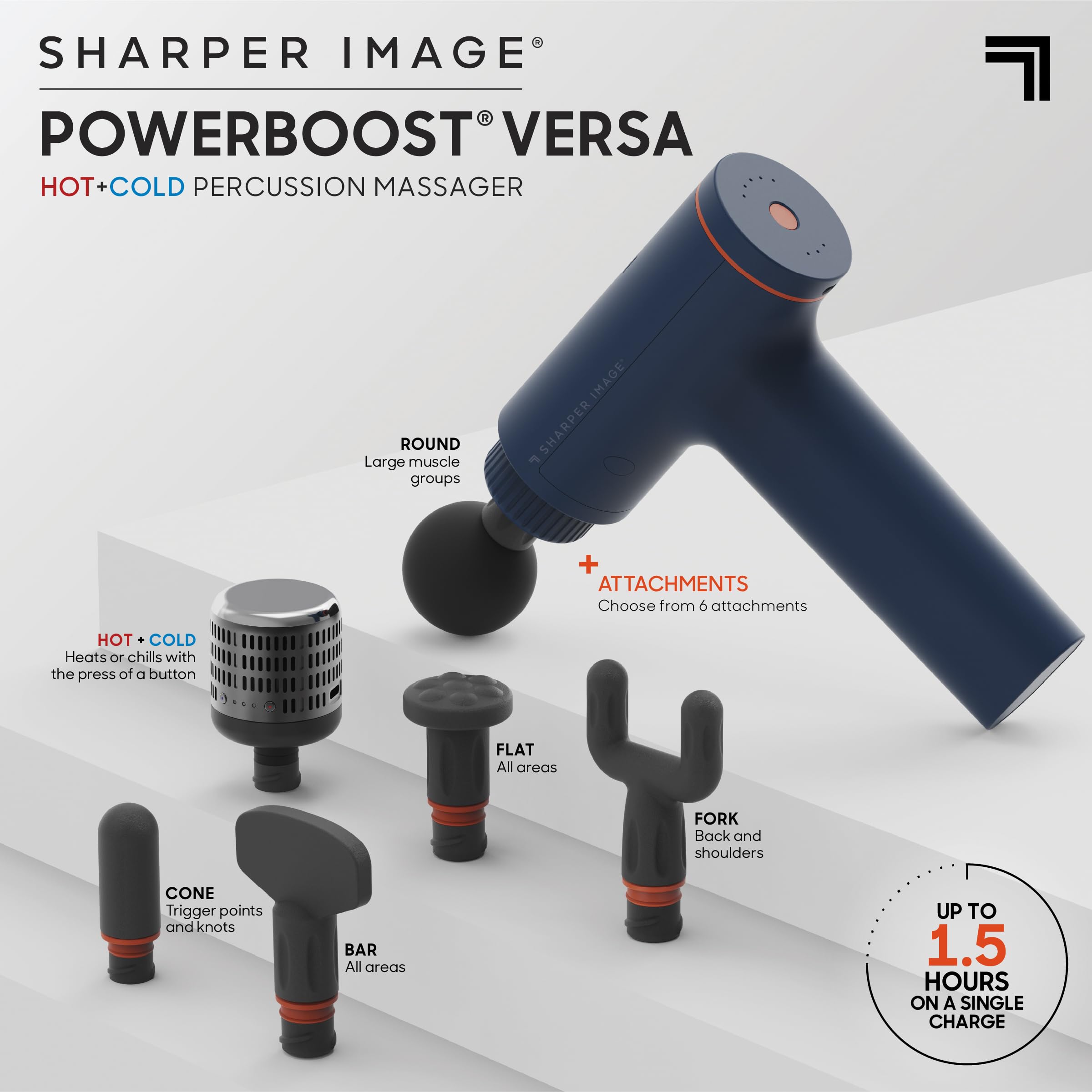Sharper Image hot-cold therapy heads for soothing recovery sessions.