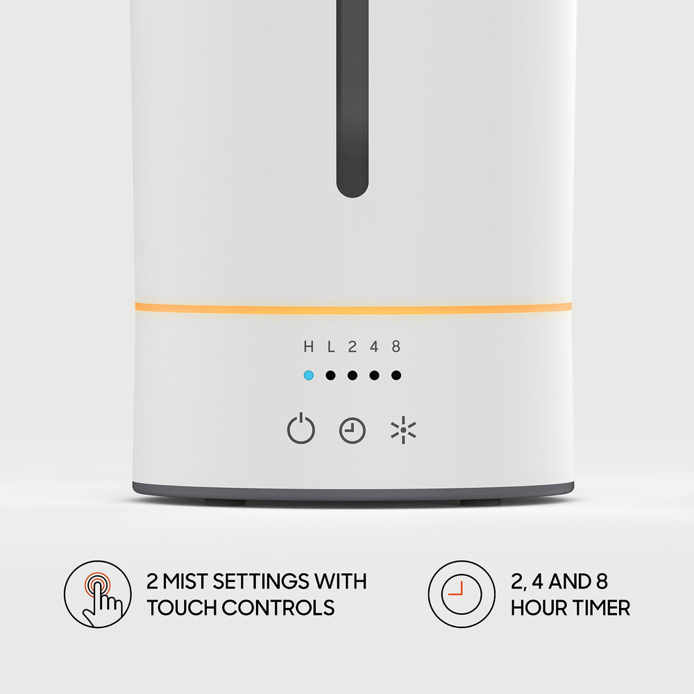 Sharper Image MIST 8 timer and auto-shutoff support energy-efficient use.