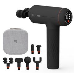 Sharper Image Powerboost MAX massage gun delivers deep tissue percussion for post-workout relief.