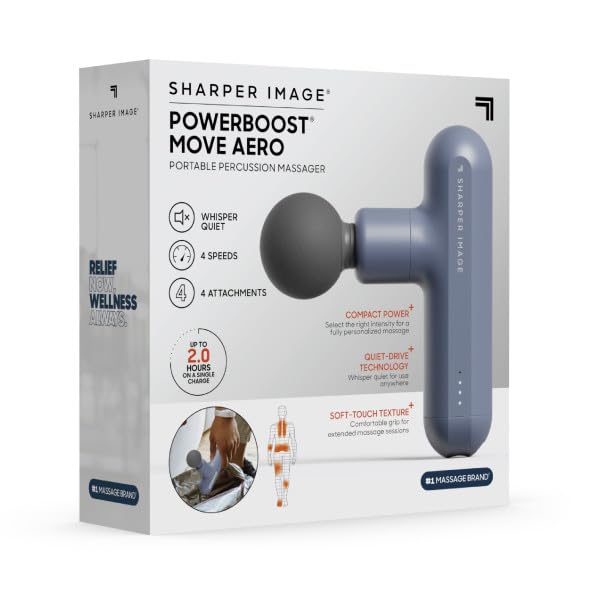 Sharper Image Powerboost Move Aero in-use view shows portable full-body massage