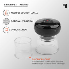 Sharper Image Pulse cupping massager heat-settings providing warm therapy for tense areas.