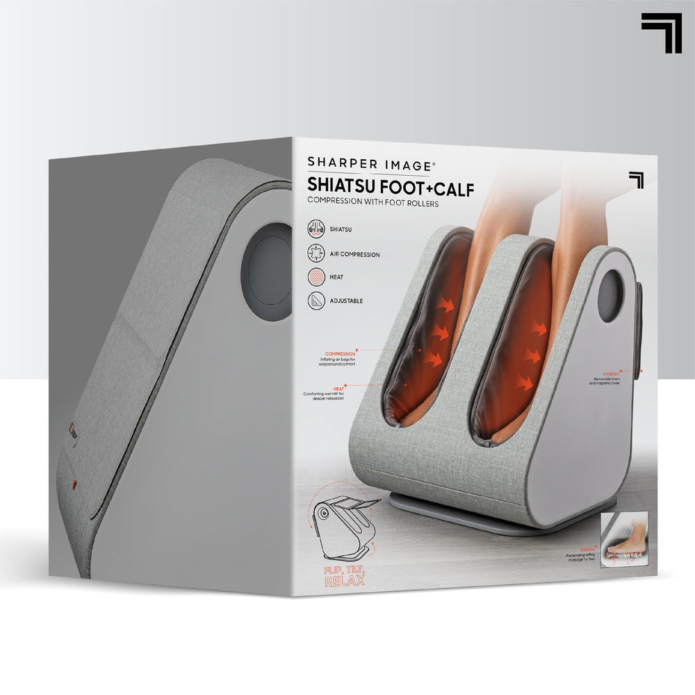Sharper Image foot and calf massager supports relaxing home sessions.