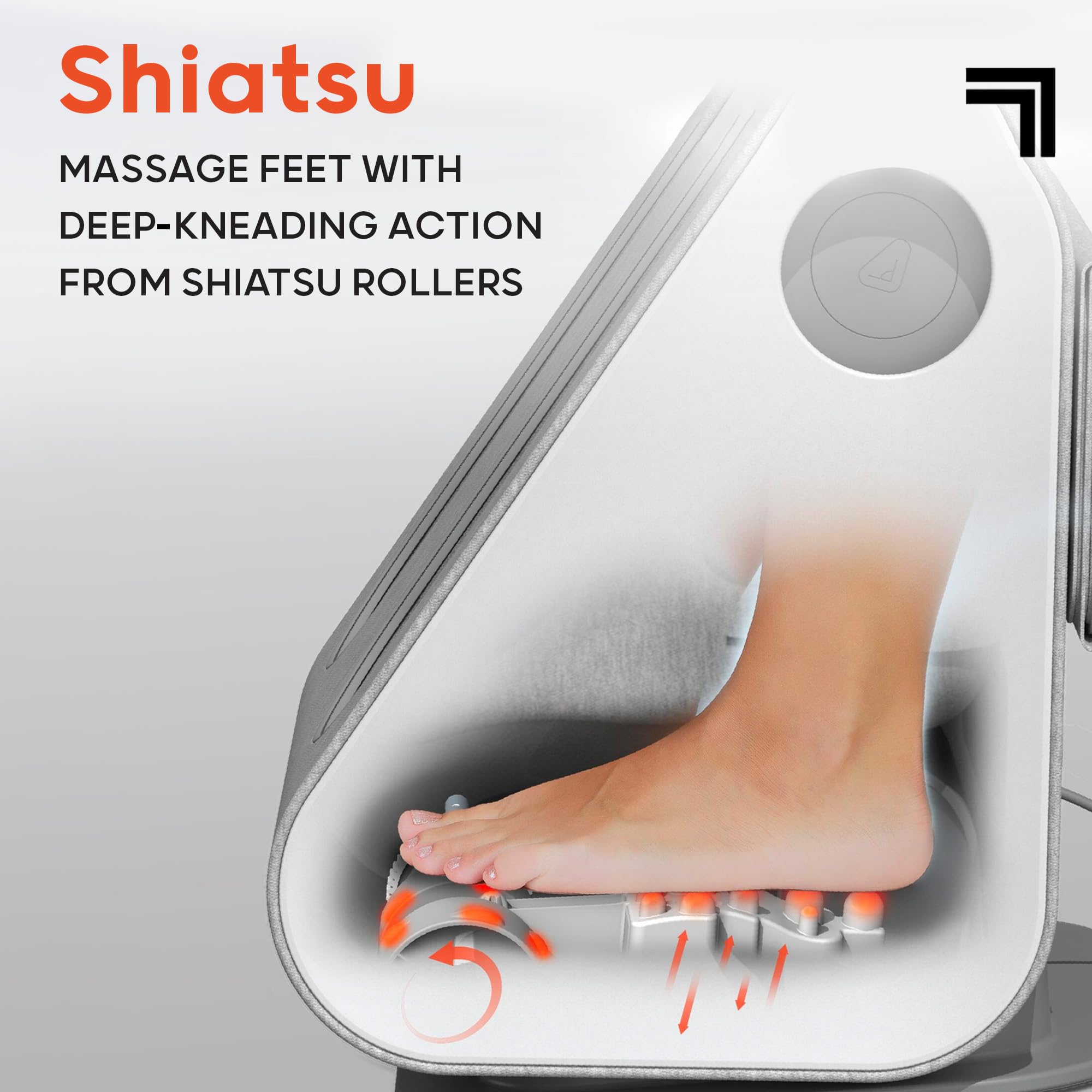 Sharper Image massager in heat mode provides soothing warmth during sessions.