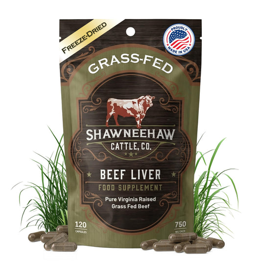 Shawneehaw Cattle grass-fed liver capsules for daily nutrient support.