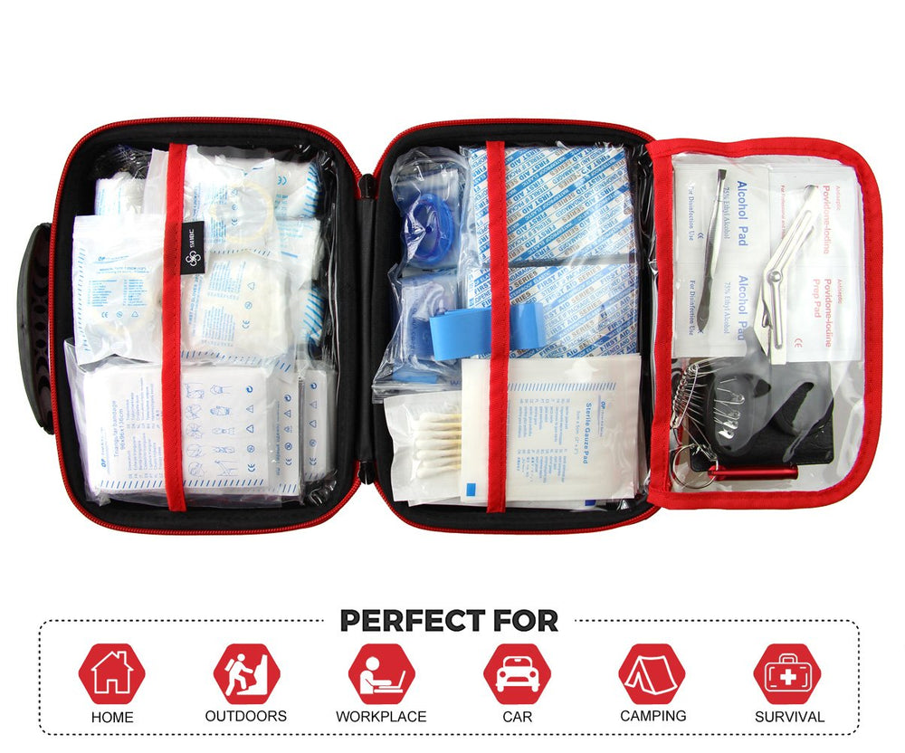 SHBC Compact First Aid Kit portability supports car trips and outdoor adventures.