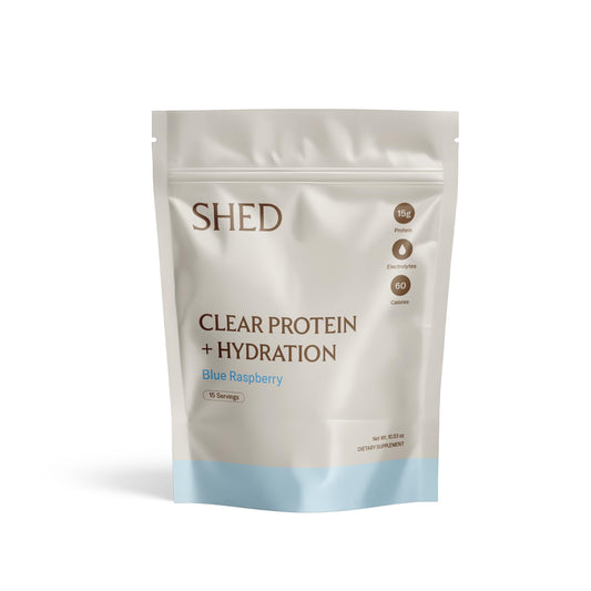 Shed Nutrition Clear Protein Bottle Pour shows fast post-workout recovery