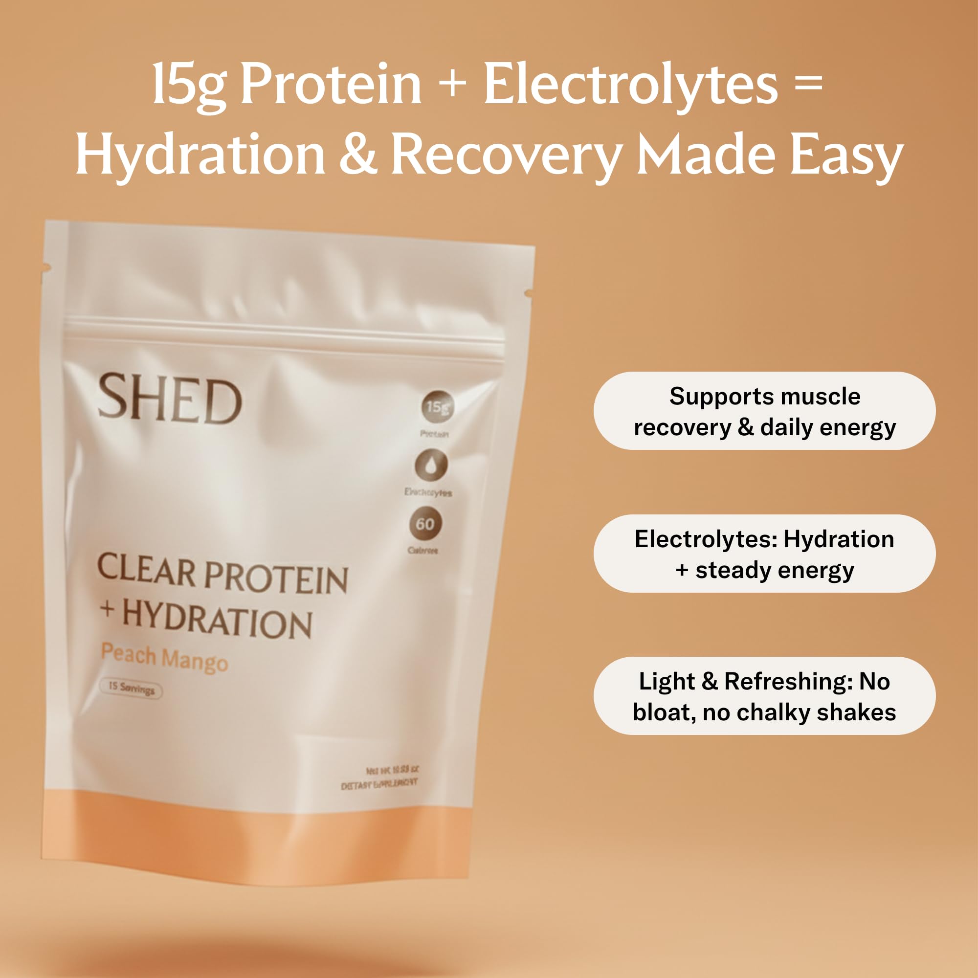 Shed Clear Protein being poured into water for a light, fast-absorbing drink