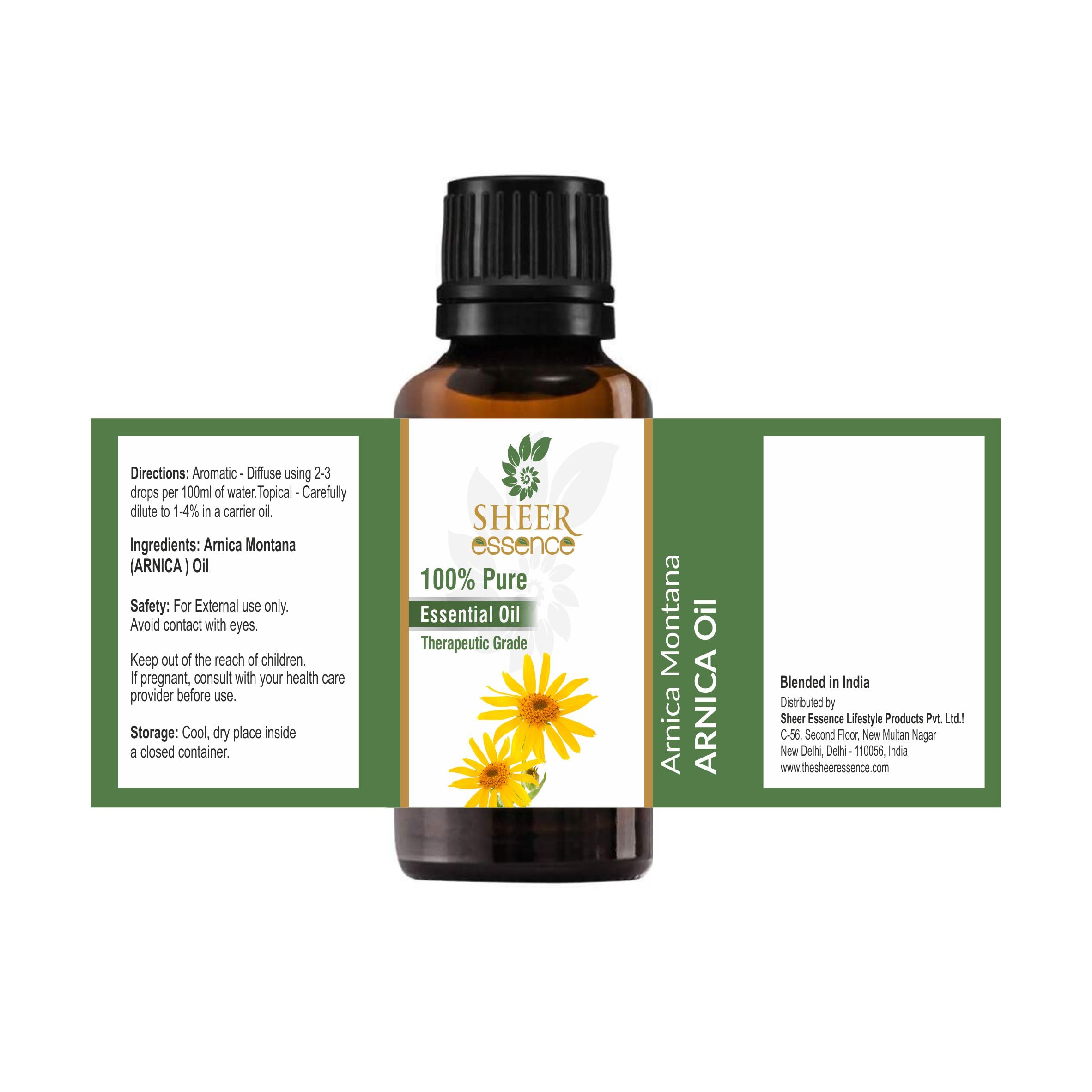 Sheer Essence Arnica Oil premium bottle supports versatile aromatherapy routines