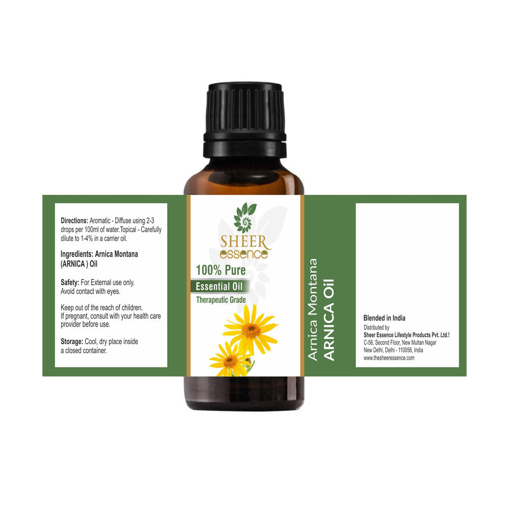 Sheer Essence Arnica Oil premium bottle supports versatile aromatherapy routines
