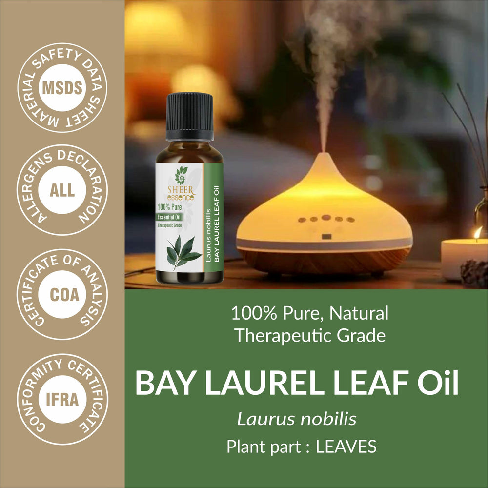 Sheer Essence Bay Laurel Leaf Oil with euro dropper enables precise blending.