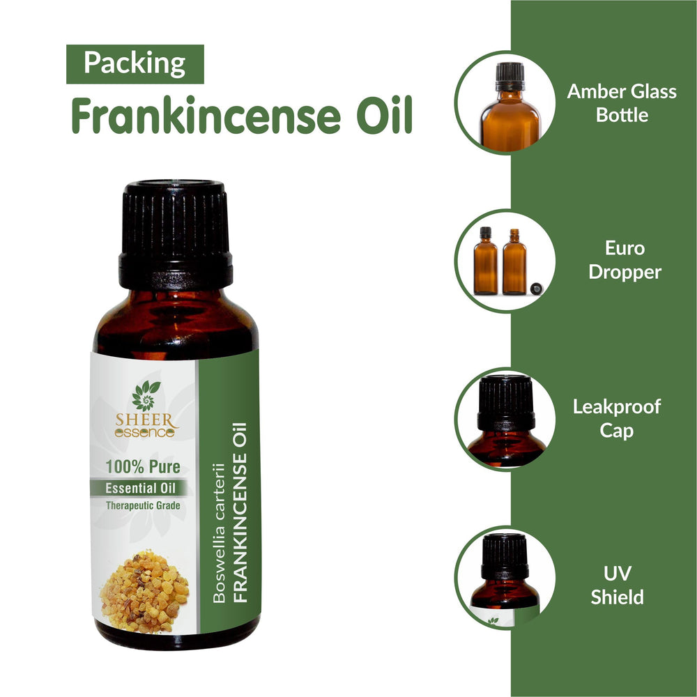 Sheer Essence Frankincense oil amber bottle for massage blends