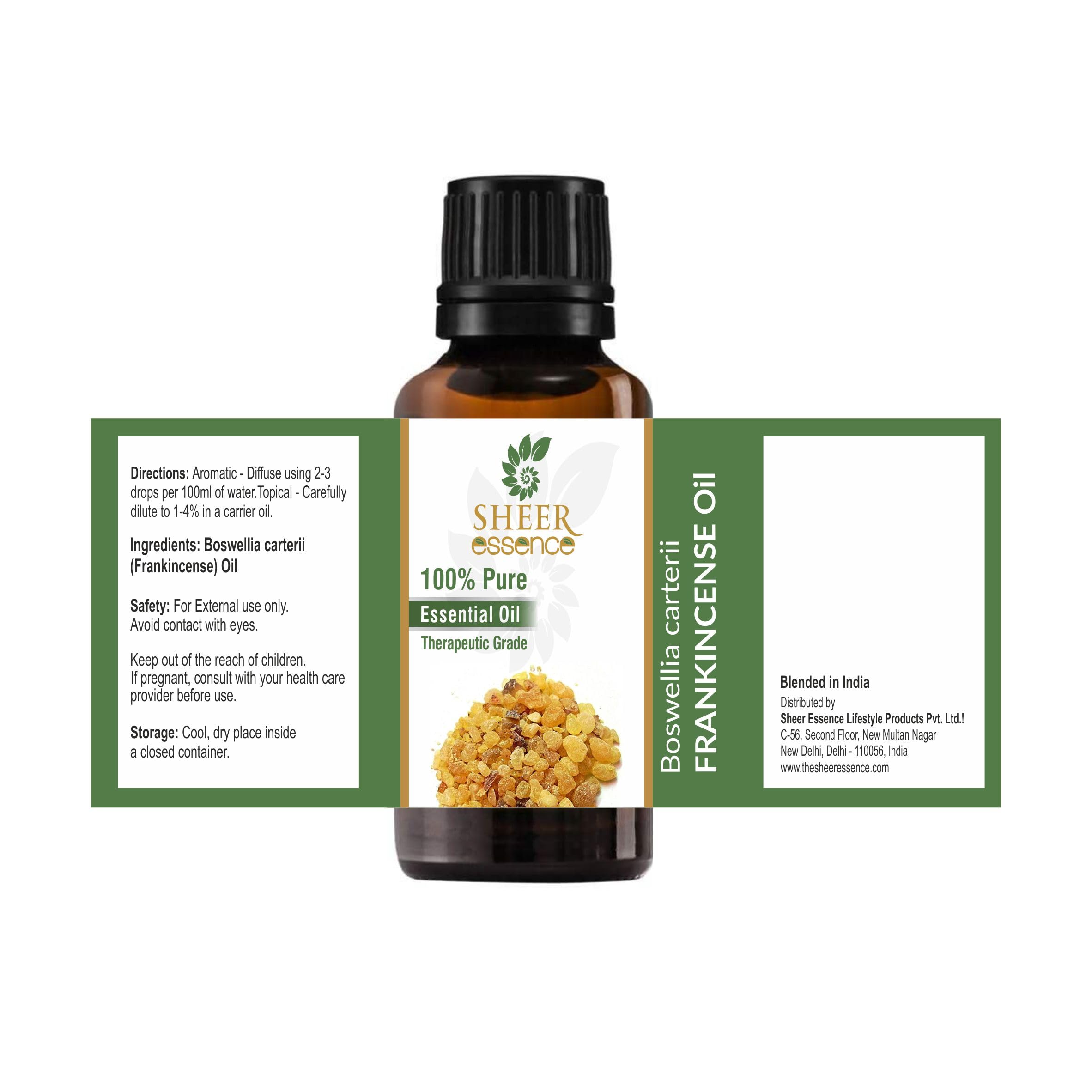 Sheer Essence Frankincense oil in diffuser for calming, woody ambiance