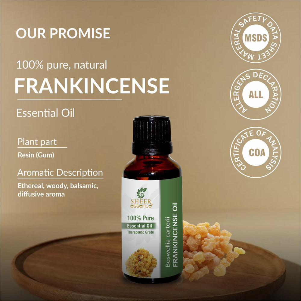 Sheer Essence Frankincense oil with dropper for precise aromatic dosing