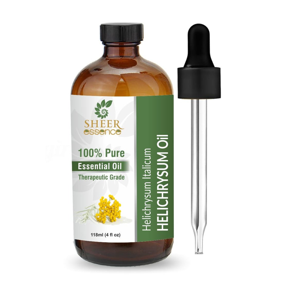 Aromatherapy scene with Sheer Essence Helichrysum essential oil scent filling the room.