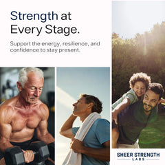 Sheer Strength Alpha serving scoop beside bottle for daily use