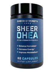 Sheer Strength Labs DHEA 100mg bottle for balanced hormones and support