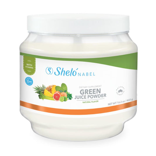 Sheló NABEL Green Juice Powder bottle for daily immune-supporting wellness