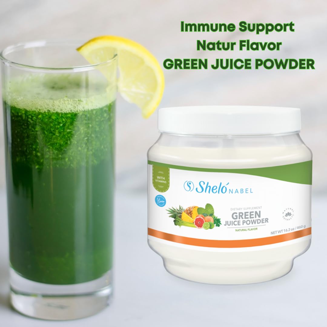 Sheló NABEL Green Juice Powder scoop for quick, nutrient-rich smoothies
