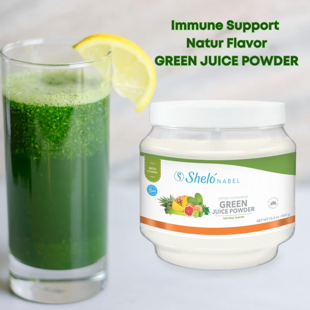 Sheló NABEL Green Juice Powder scoop for quick, nutrient-rich smoothies