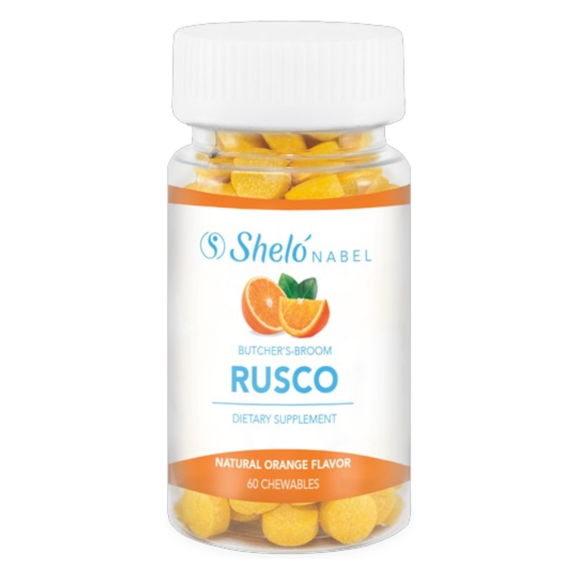 Sheló NABEL Rusco chewable tablets packaging shown for circulation support