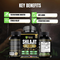SHEVAT VITAMINS Shilajit tablets close-up, nutrient-dense formula supports daily wellness routines.