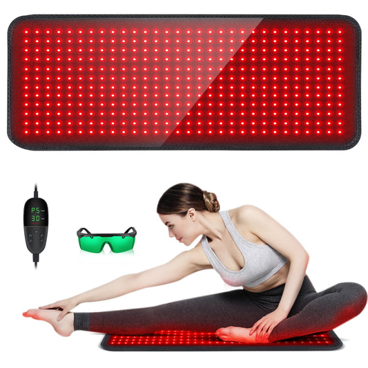 SHEVIEW red light pad laid out for full-body treatment support.
