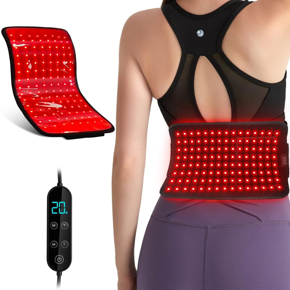 SHEVIEW red light therapy pad front view showing full 660nm and 850nm LED layout for comprehensive coverage