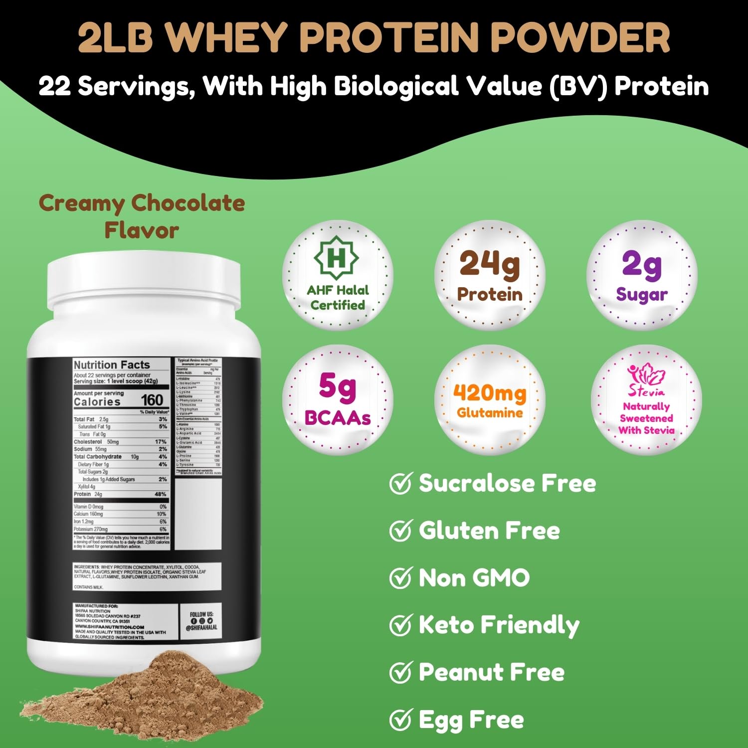 SHIFAA NUTRITION shake-ready after training with delicious creamy chocolate flavor.