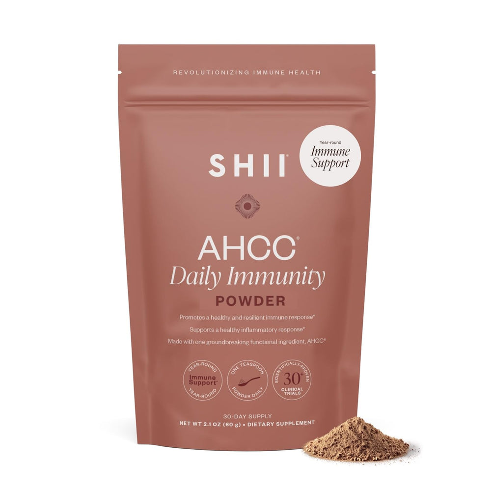 SHII AHCC Daily Immunity Powder bottle for easy daily support.
