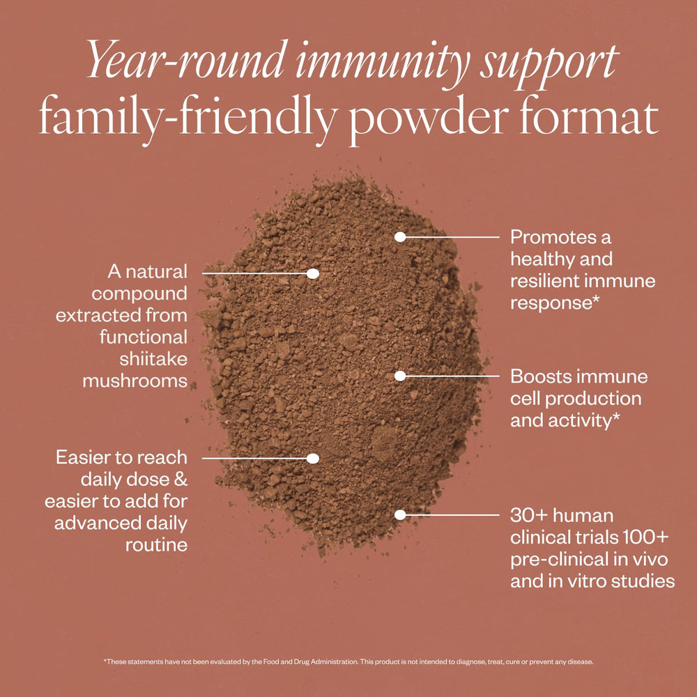 SHII AHCC powder dissolving quickly in water for easy mixing.