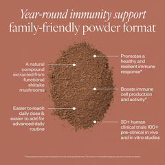 SHII AHCC powder dissolving quickly in water for easy mixing.