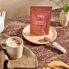 Portable SHII AHCC immunity powder pack for on-the-go.