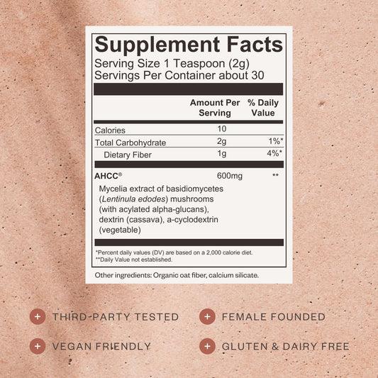 Scoop with SHII AHCC powder for precise daily dosing.