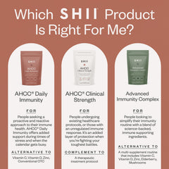 SHII AHCC powder vegan label highlighting plant-based formula.