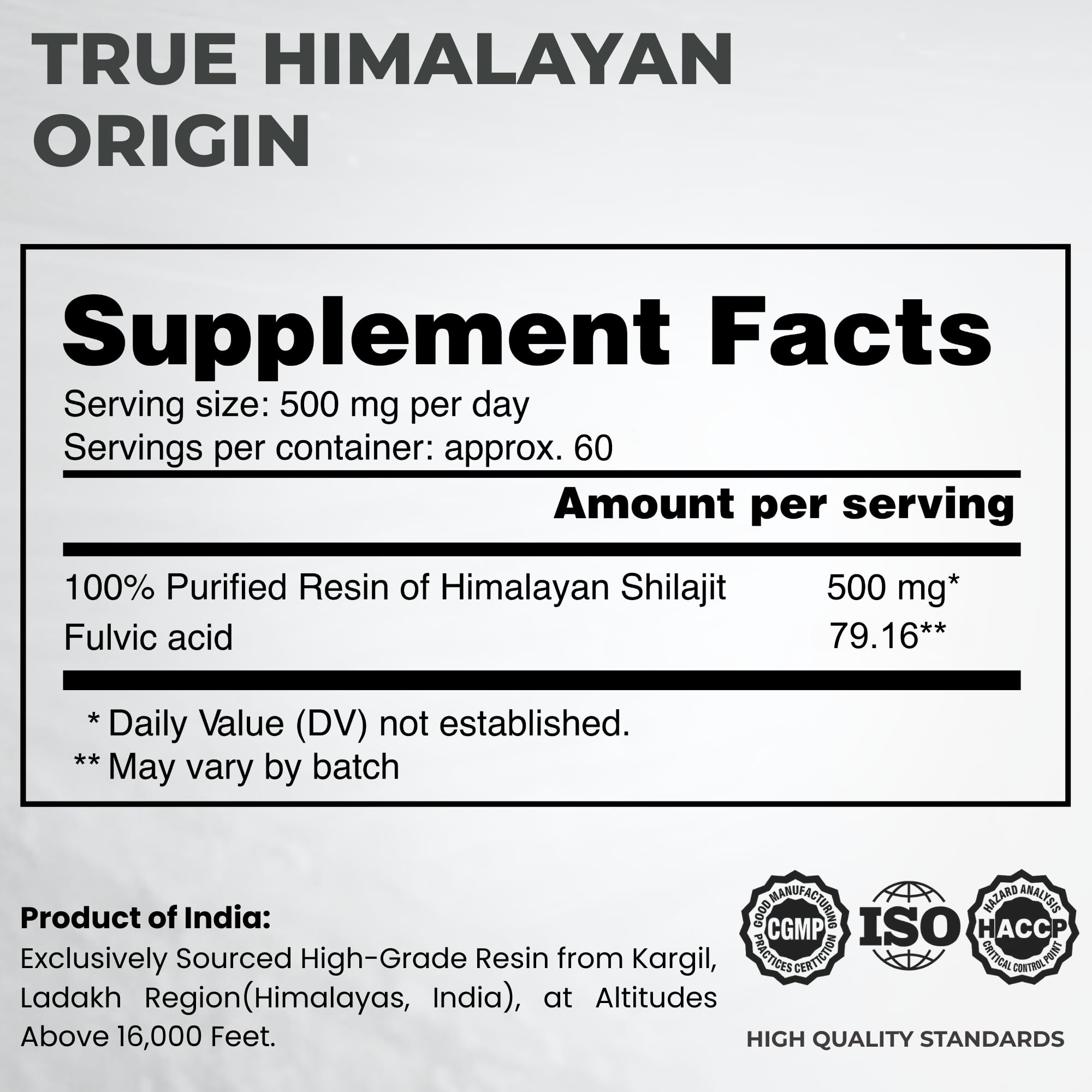 SHILAHEAL lab-tested purity label conveys safety and quality you can trust