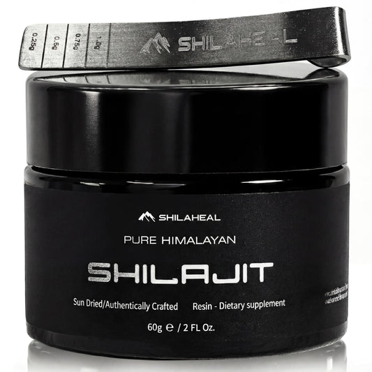 SHILAHEAL Shilajit resin in amber jar shows purity and potency for daily energy.